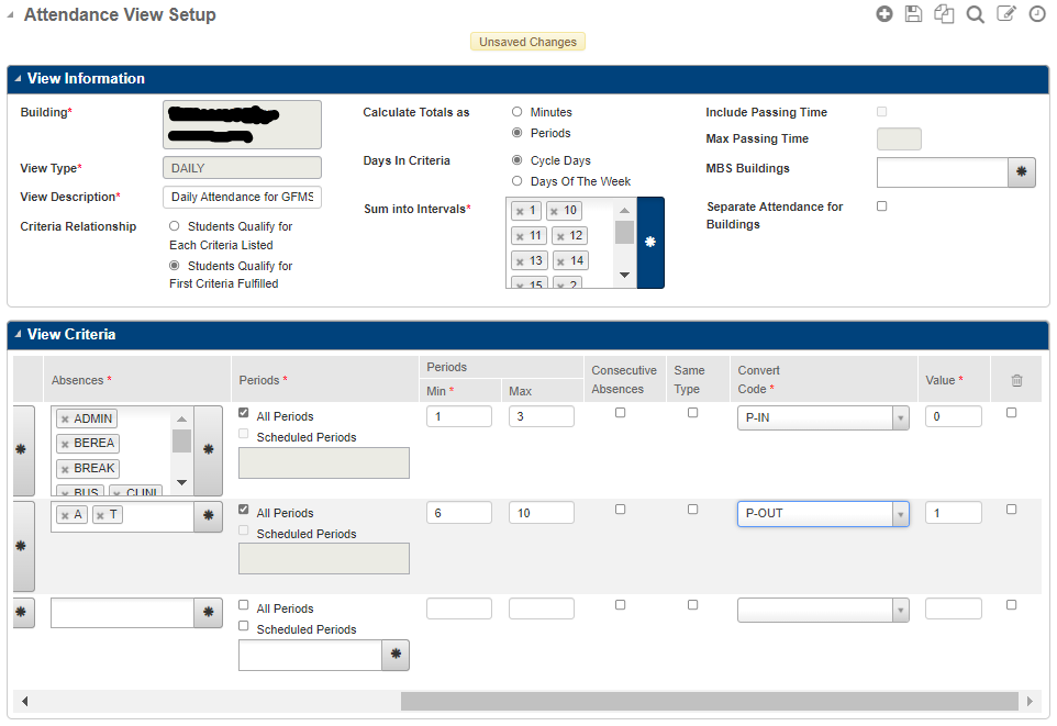 Attendance View Setup - Convert Code