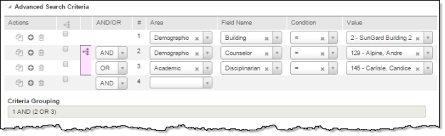 Advanced Search Criteria Grouped statements