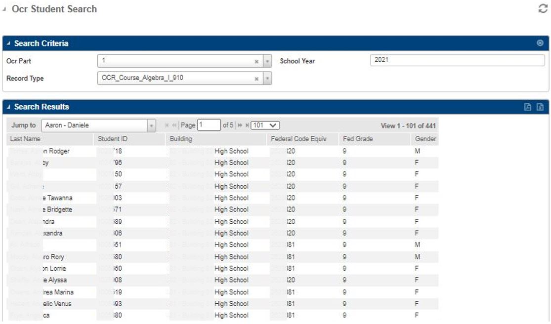 The OCR Student Search page allows you to search and review detailed student data for the Civil Rights Data Collection