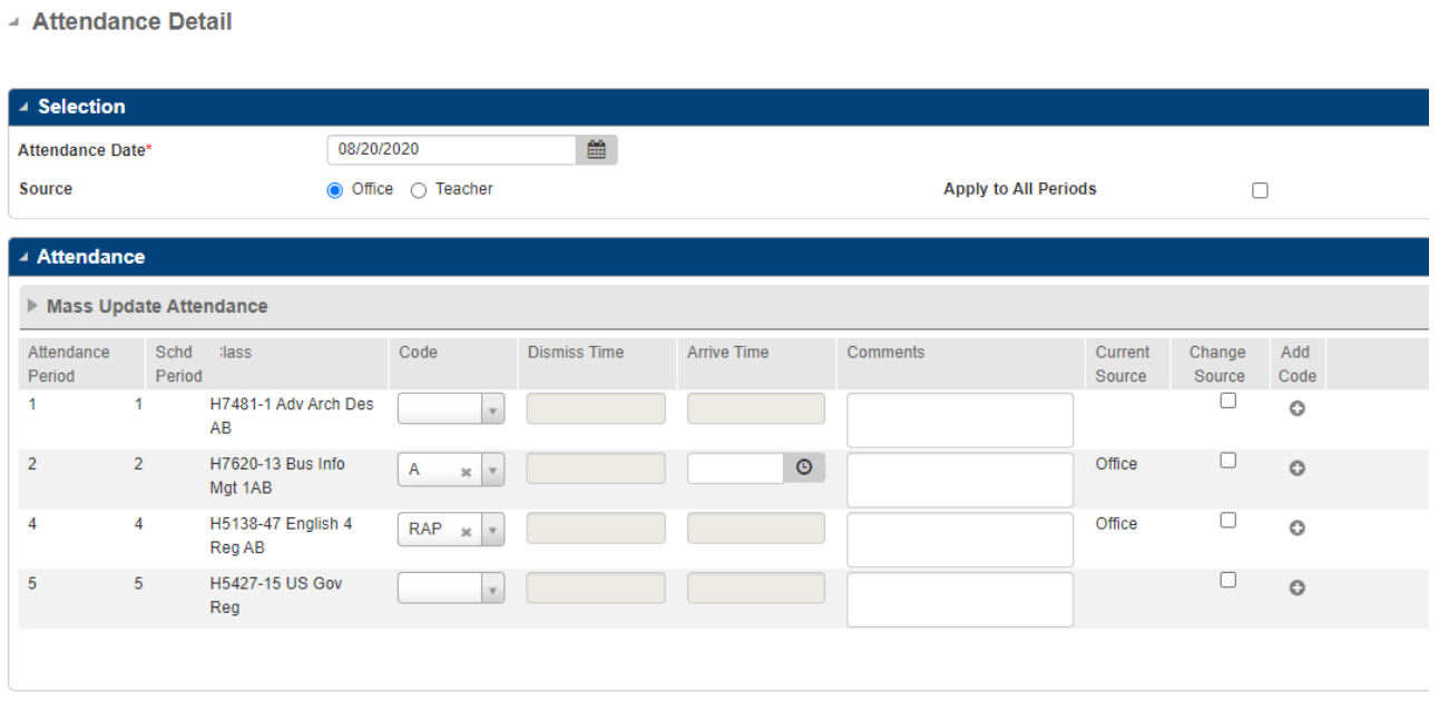 ADA Attendance Example for Attendance Detail