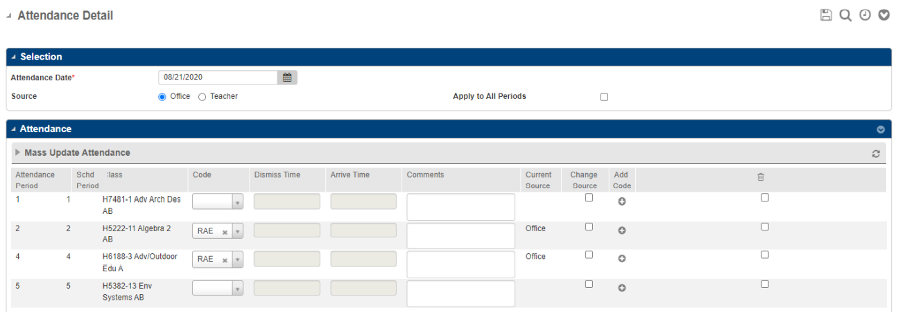 Remote Positive Attendance Example for REMAT Attendance View