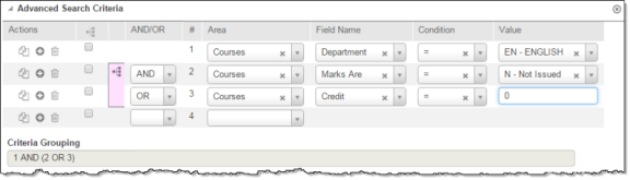 Advanced Search Criteria Grouped statements