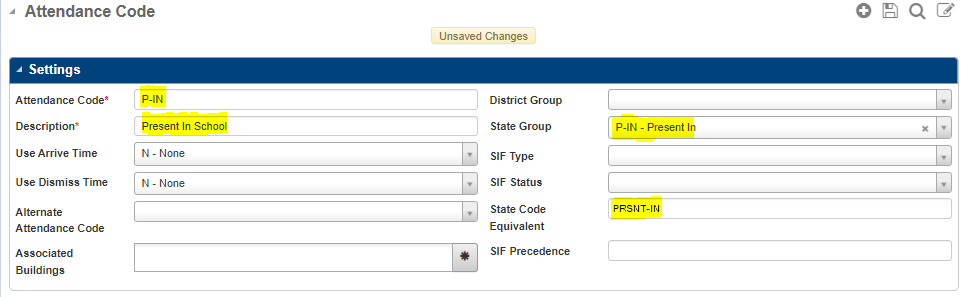 Attendance Code - P-IN Setup