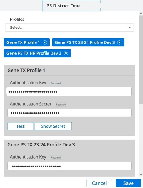 Profile for setting up connection