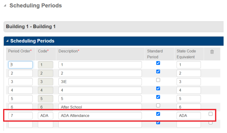 ADA Scheduling Period Setup